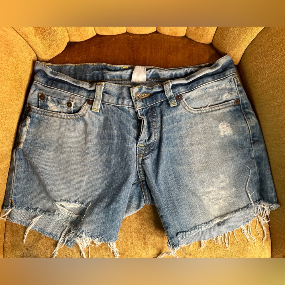 Lucky Brand Distressed Light Blue Denim Jean Shorts